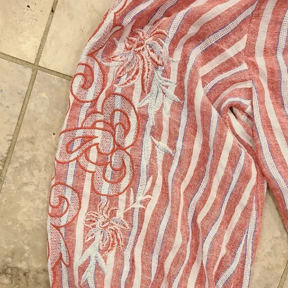 Anthropologie Red and White Embroidered Blouse - Picture 4 of 9